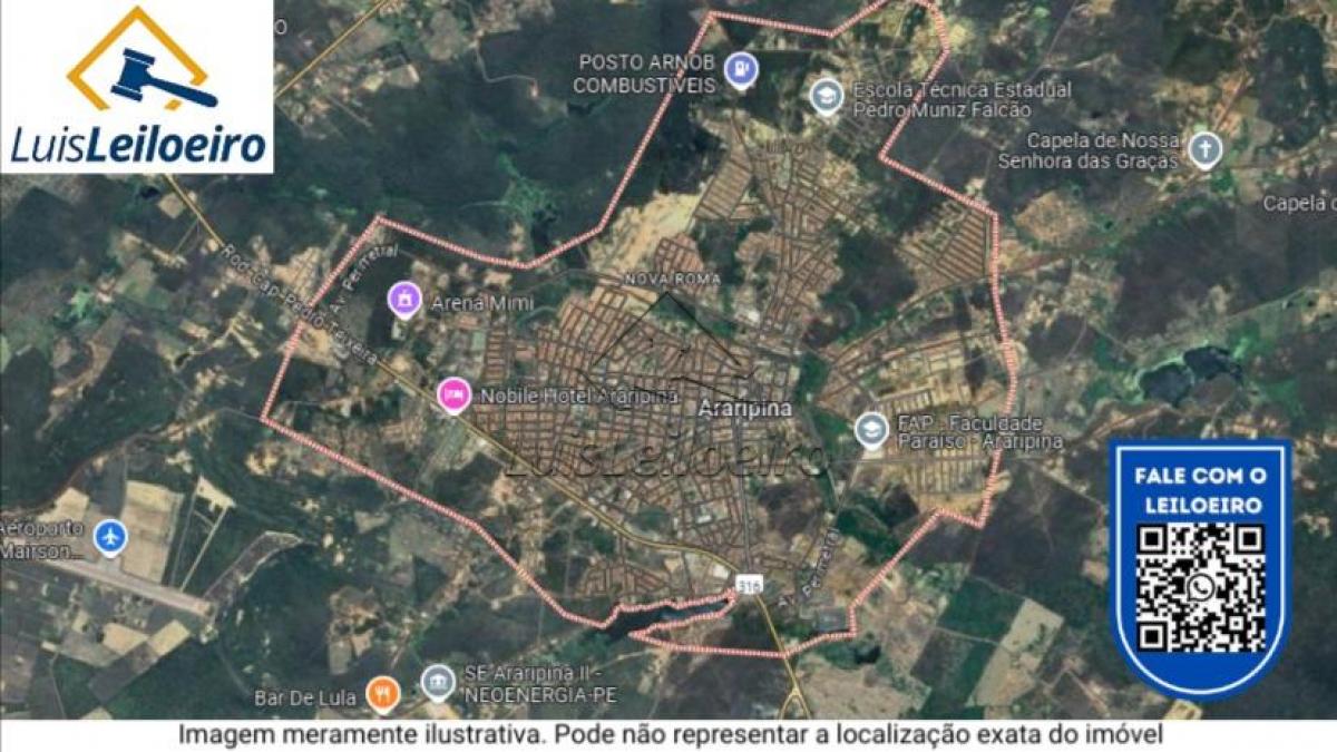 Uma gleba de terras em área remanescente localizada no Sitio Batinga, Fazenda Santa Cruz, em Araripina/PE, com área de 239.546,21m2 e benfeitorias: cerca, cisterna, casa com 180m², e etc.