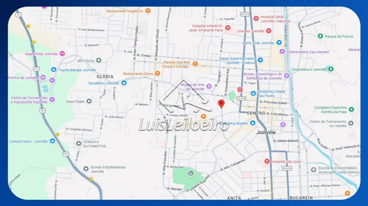 LOTE 105 - APARTAMENTO - Nº 201, 2º andar, Edifício José de Alencar, Rua Expedicionário Holtz, 377, Central, Joinville/SC, Área de 123,61m²